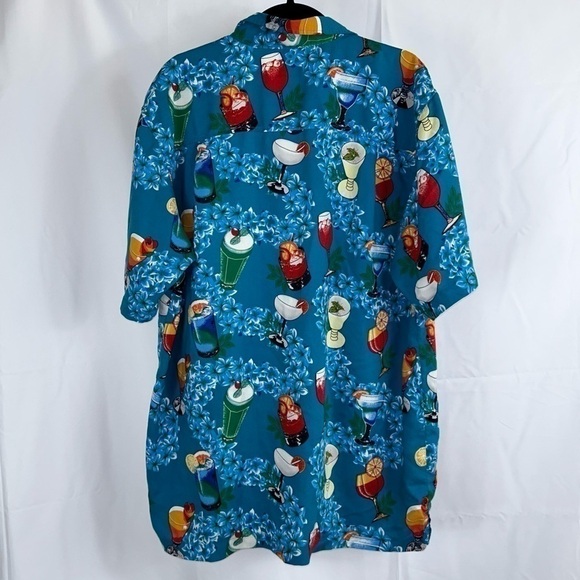 Cherokee Top Waikiki Wear Hawaiian Short Sleeve Button Up Tropical Mixed Drinks - Picture 7 of 12